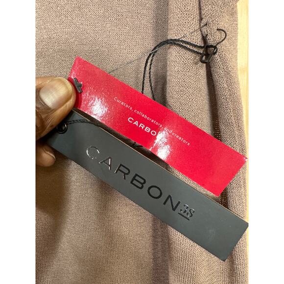 Carbon38 Tan Brown Sleeveless Stretch Midi Dress Split Sides NWT Size XL - Picture 5 of 7